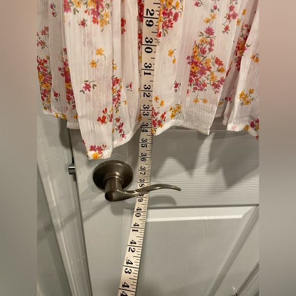 NWT Vince Camuto Size S White Floral Ruffle Flowy Long Sleeve Sheer Mini Dress - Picture 7 of 14